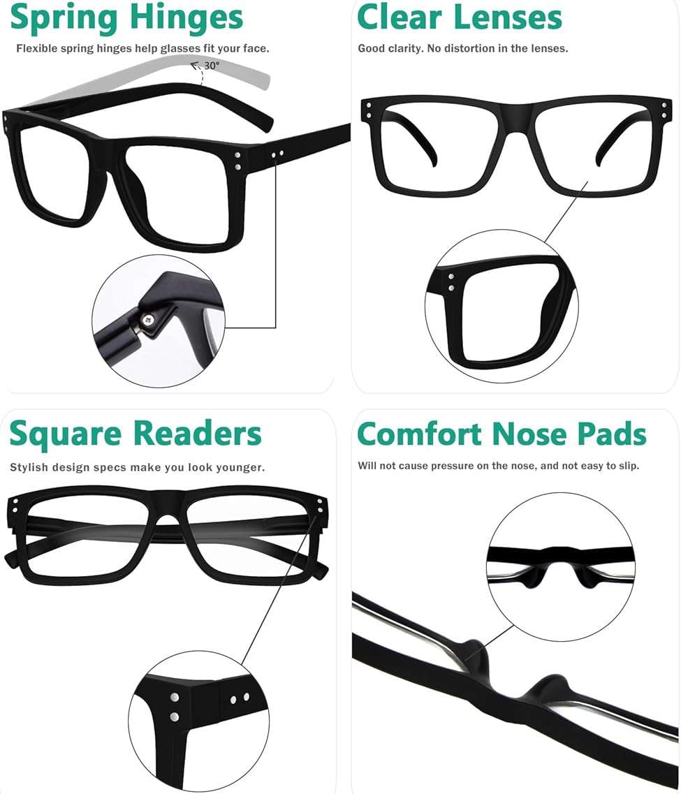 Eyekepper Oversized Reading Glasses Square Large Frame Readers for Men and Women - Image 5
