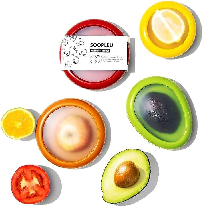SOOPLEU Avocado Saver and Tomato Holder - Set of 4 Reusable Storage Containers for Fridge - Ideal for Garlic, Onions, Lemons, and Potatoes - Image 1