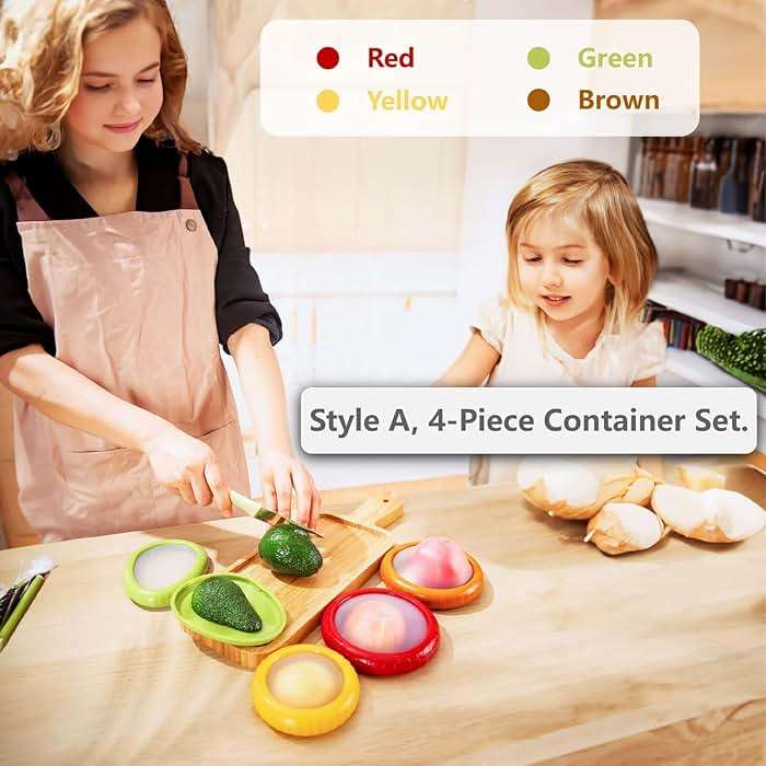 SOOPLEU Avocado Saver and Tomato Holder - Set of 4 Reusable Storage Containers for Fridge - Ideal for Garlic, Onions, Lemons, and Potatoes - Image 2