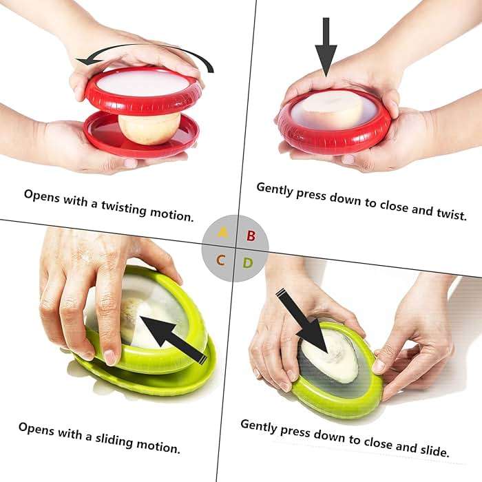 SOOPLEU Avocado Saver and Tomato Holder - Set of 4 Reusable Storage Containers for Fridge - Ideal for Garlic, Onions, Lemons, and Potatoes - Image 7