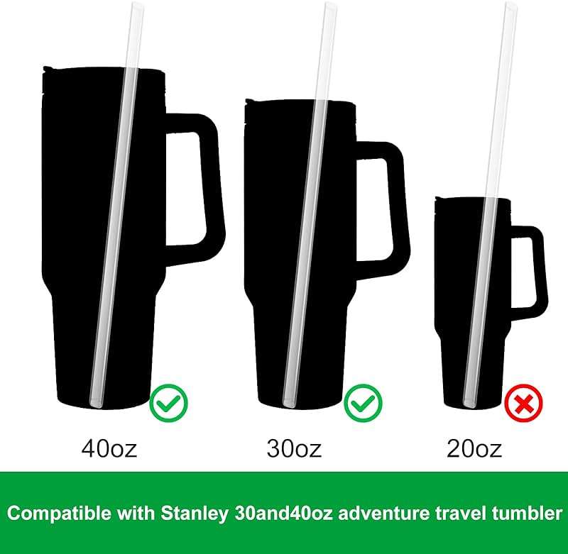 Replacement Straw Compatible with Stanley 40 oz 30 oz Cup Tumbler, 6 Pack Reusable Straws for Stanley 40 oz Tumbler with Handle, Straws with Cleaning Brush for Stanley Accessories, Plastic, Clear - Image 4