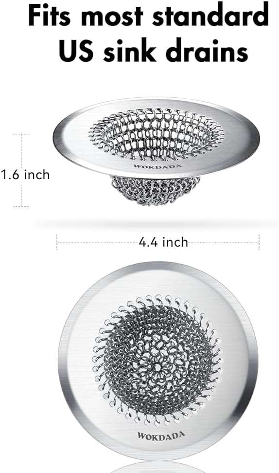 Revolutionary Kitchen Sink Drain Strainer/Patented Reversible Chain Mesh, Effortless Cleaning & Debris Catcher, Large Capacity, Anti-Clog, 304 Stainless Steel & Rust-Proof/Handmade - Image 2