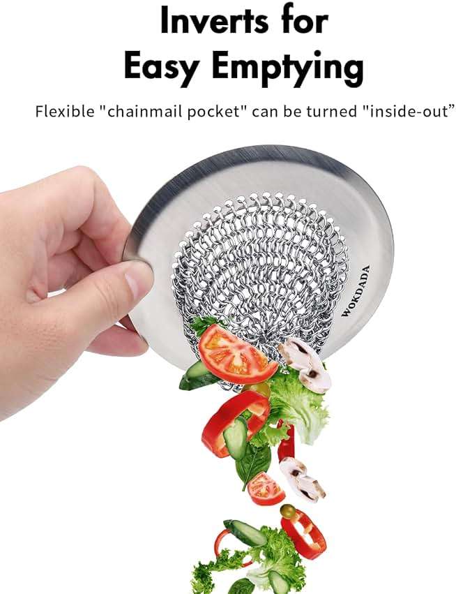 Revolutionary Kitchen Sink Drain Strainer/Patented Reversible Chain Mesh, Effortless Cleaning & Debris Catcher, Large Capacity, Anti-Clog, 304 Stainless Steel & Rust-Proof/Handmade - Image 3