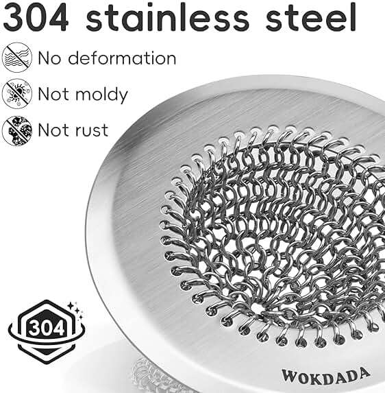 Revolutionary Kitchen Sink Drain Strainer/Patented Reversible Chain Mesh, Effortless Cleaning & Debris Catcher, Large Capacity, Anti-Clog, 304 Stainless Steel & Rust-Proof/Handmade - Image 5
