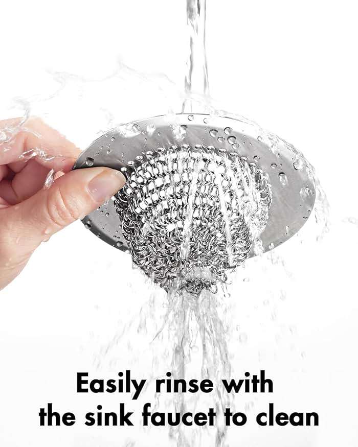 Revolutionary Kitchen Sink Drain Strainer/Patented Reversible Chain Mesh, Effortless Cleaning & Debris Catcher, Large Capacity, Anti-Clog, 304 Stainless Steel & Rust-Proof/Handmade - Image 7