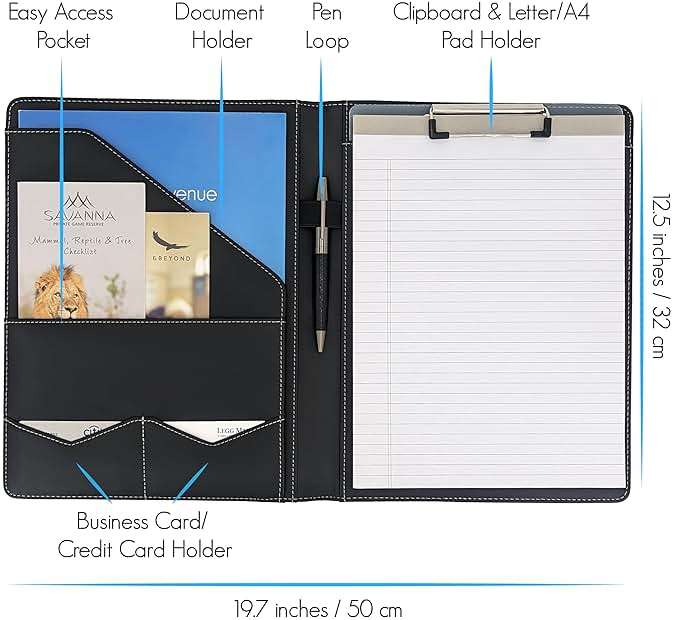 STYLIO Padfolio Folder with Removable Clipboard | Portfolio Organizer | Binder with Storage for Notebook, Notepad | Nursing Clipboard Folio, CNA Accessories for Work | Vegan Leather - Image 2