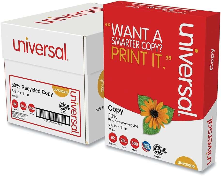 30% Recycled Copy Paper, 92 Bright, 20 lb Bond Weight, 8.5 x 11, White, 500 Sheets/Ream, 5 Reams/Carton - Image 3
