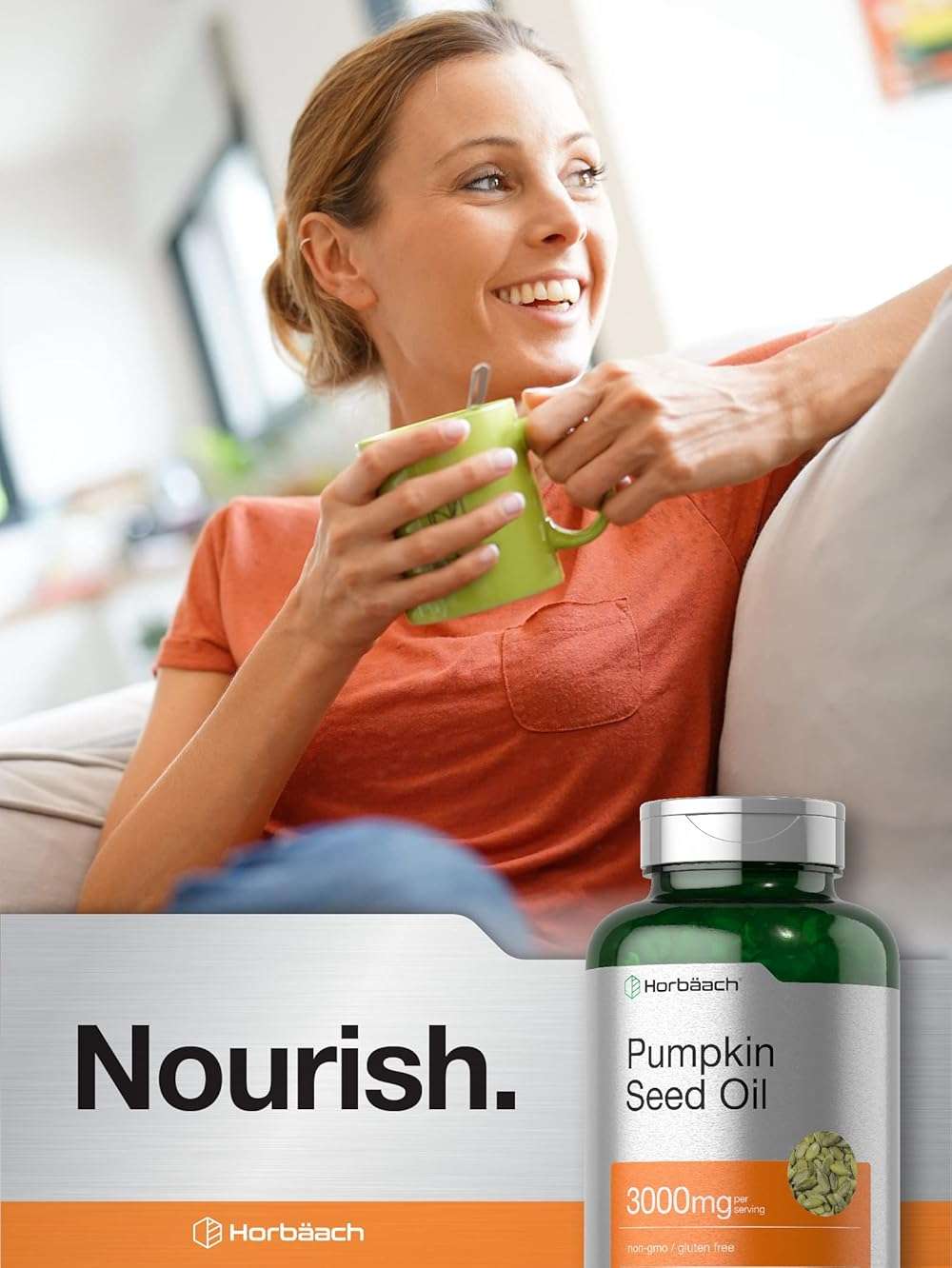 Horbäach Pumpkin Seed Oil 3000mg | 120 Softgel Capsules | Essential Fatty Acids with Omega 6 and 9 | Cold Pressed Dietary Supplement | Non-GMO and Gluten Free Formula - Image 2