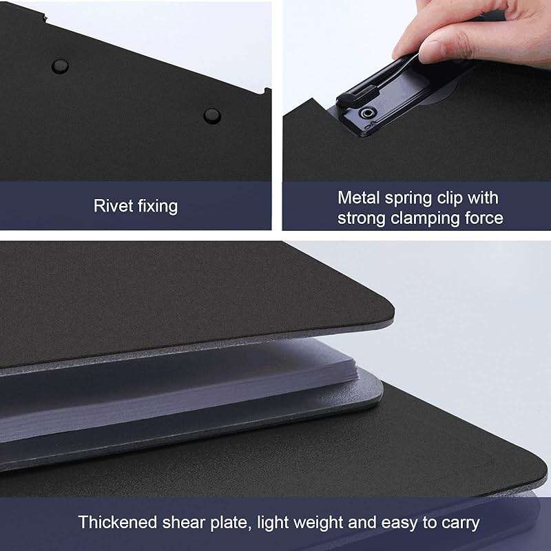 CATOOMUU Clipboard Folder 5 Pack Black Flip Cover Metal Clip, 360° Foldable Writing Board, Frosted PP Letter/A4 Size, Portable File for Office Nurse Teacher Student Contractor Home School - Image 6