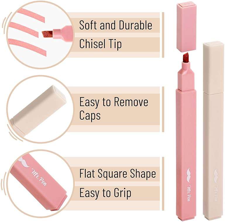 Mr. Pen- Aesthetic Highlighters No Bleed, 6 Pack, Assorted Colors, Chisel Tip, Cute Highlighters Assorted Colors for Journaling, Highlighting, Underlining, Fast Dry, Back to School Supplies - Image 6