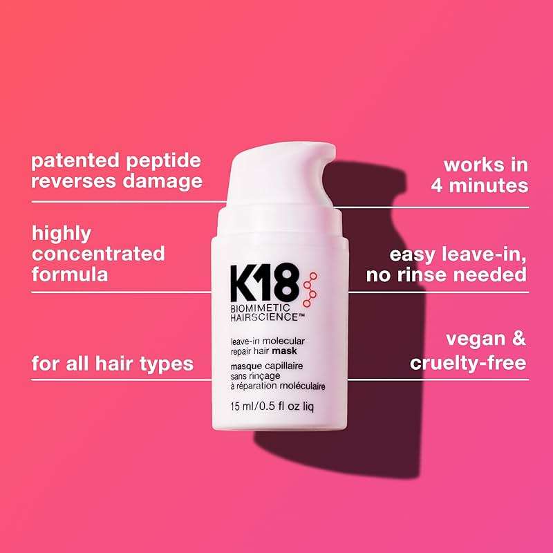 K18 Detox & Repair Bundle - Leave-In Repair Hair Mask, 4-Minute Speed Treatment(15ml), Color Safe Detox Clarifying Shampoo (8.5oz) to remove build up, and Weightless Hair Strengthening Oil (30ml) - Image 2