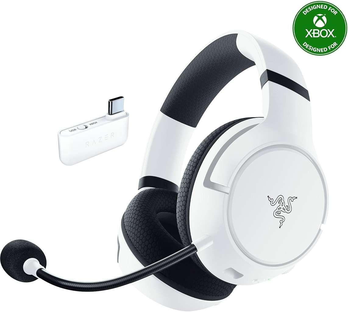 Razer Kaira HyperSpeed Wireless Gaming Headset for Xbox Series X|S, Xbox One, PC: TriForce 50mm Drivers - HyperClear Cardioid Mic - Low Latency Bluetooth - Up to 30 Hour Battery Life - White - Image 1