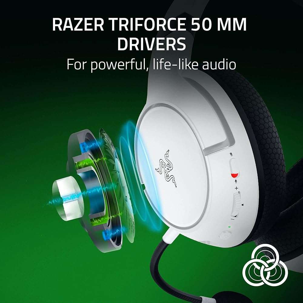 Razer Kaira HyperSpeed Wireless Gaming Headset for Xbox Series X|S, Xbox One, PC: TriForce 50mm Drivers - HyperClear Cardioid Mic - Low Latency Bluetooth - Up to 30 Hour Battery Life - White - Image 3