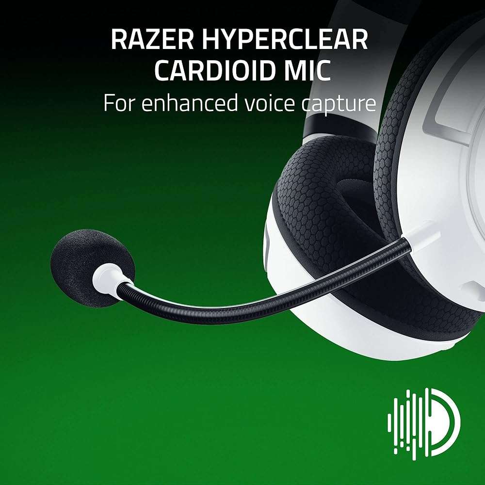Razer Kaira HyperSpeed Wireless Gaming Headset for Xbox Series X|S, Xbox One, PC: TriForce 50mm Drivers - HyperClear Cardioid Mic - Low Latency Bluetooth - Up to 30 Hour Battery Life - White - Image 4