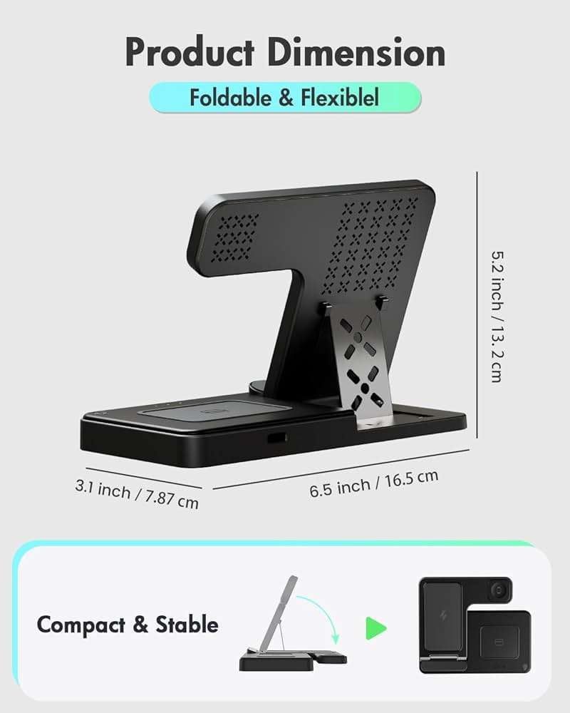 Wireless Charger iPhone Charging Station: 3 in 1 Charger Stand Multiple Devices for Apple - iPhone 17 16e 16 15 14 Pro Max 13 12 11 - Watch 11 10 9 8 7 6 5 4 3 2 SE and Ultra Series - Airpods 4 3 Pro - Image 4