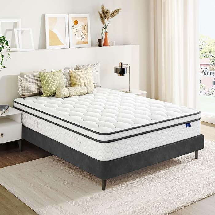 Vesgantti Mattress Queen Size 14 Inch, Fiberglass-Free | Cool Sleep Hybrid Mattress in a Box - Memory Foam & Pocket Springs, Ergonomic Design, Pressure Relief, Medium Firm Feel, 60"×80"×14" - Image 1