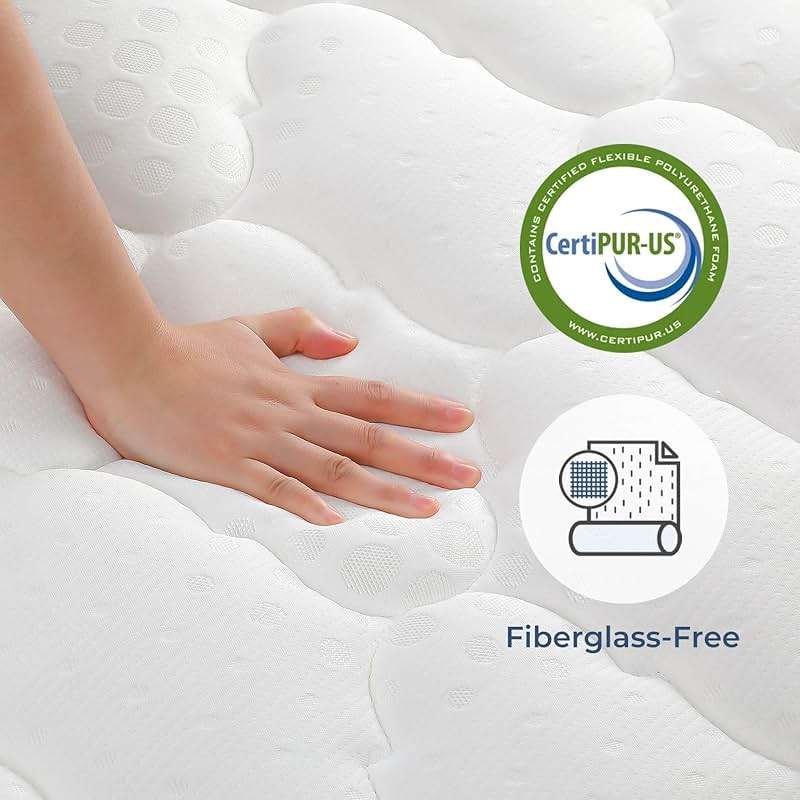 Vesgantti Mattress Queen Size 14 Inch, Fiberglass-Free | Cool Sleep Hybrid Mattress in a Box - Memory Foam & Pocket Springs, Ergonomic Design, Pressure Relief, Medium Firm Feel, 60"×80"×14" - Image 3