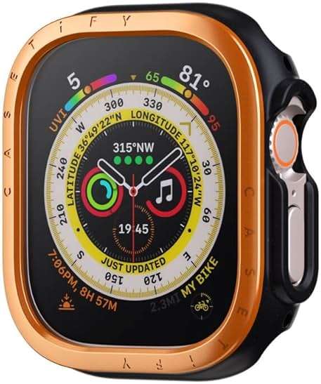 CASETiFY Impact Watch Case [Brushed Aluminium Bezel] Compatible with Apple Watch Ultra - 49mm - Orange - Image 2