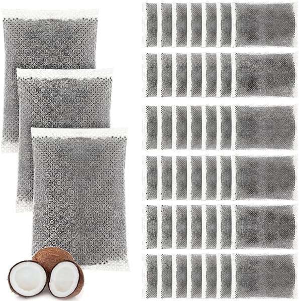 Weewooday 50 Pcs Activated Charcoal Distiller Water Filters, Coconut Shell Replacement Activated Carbon Filter Sachets Compatible with Megahome and Other Countertop Distillers - Image 1