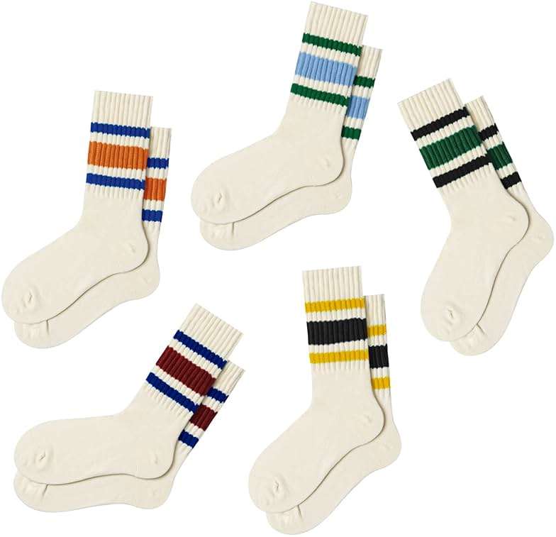 Fszsaa Fun Novelty Retro Striped Crew Socks For Women Sporty Calf Casual Cotton Tube Socks Women - Image 1