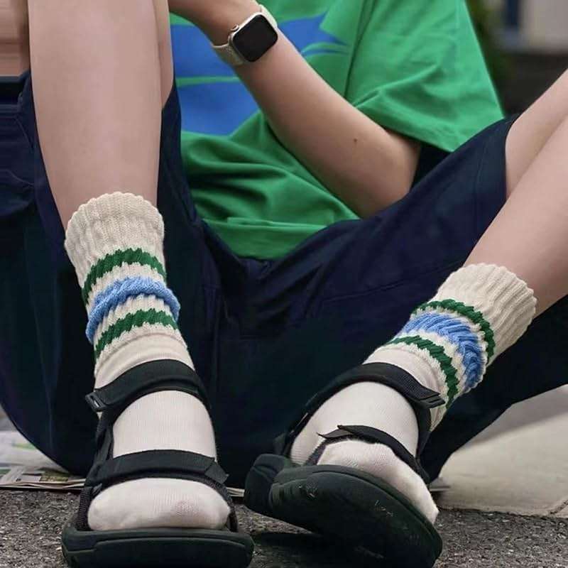 Fszsaa Fun Novelty Retro Striped Crew Socks For Women Sporty Calf Casual Cotton Tube Socks Women - Image 2