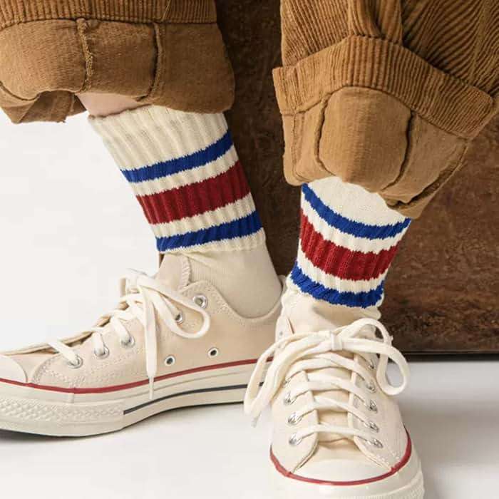Fszsaa Fun Novelty Retro Striped Crew Socks For Women Sporty Calf Casual Cotton Tube Socks Women - Image 4