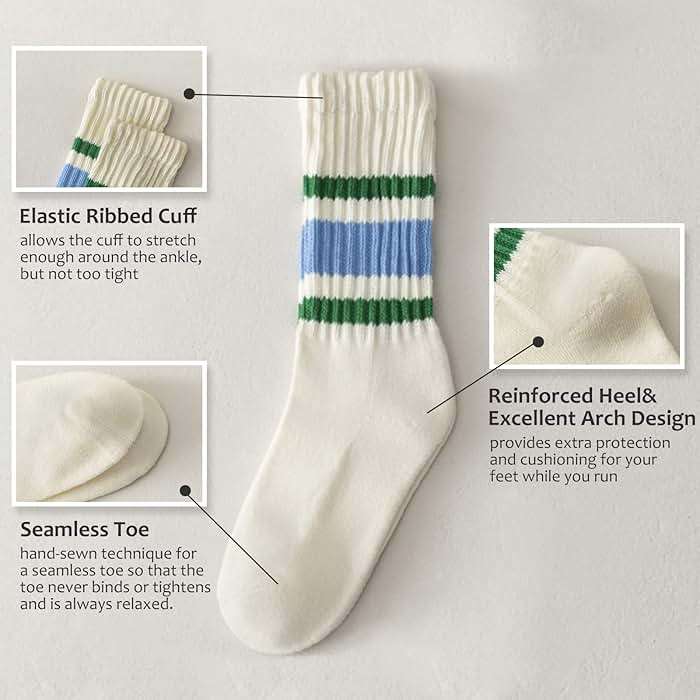 Fszsaa Fun Novelty Retro Striped Crew Socks For Women Sporty Calf Casual Cotton Tube Socks Women - Image 6
