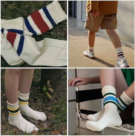 Fszsaa Fun Novelty Retro Striped Crew Socks For Women Sporty Calf Casual Cotton Tube Socks Women - Image 8