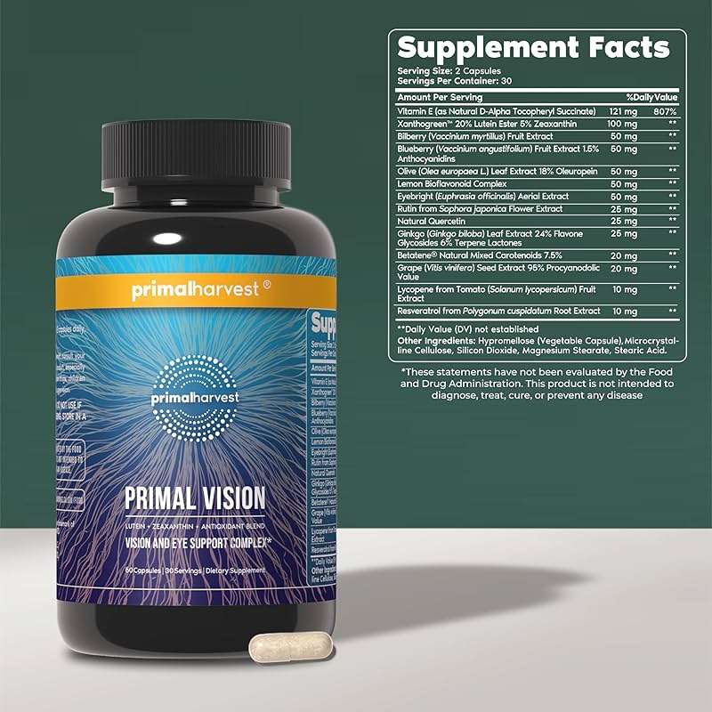 Primal Harvest Primal Vision with Lutein, Zeaxanthin, Vitamin A and Zinc for Eye Health, Blue Light Support and Visual Clarity - Image 2