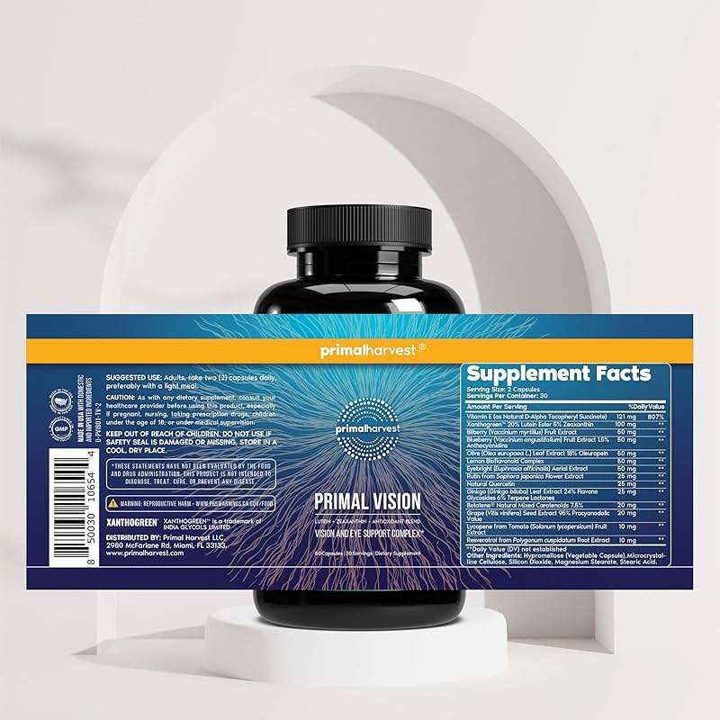 Primal Harvest Primal Vision with Lutein, Zeaxanthin, Vitamin A and Zinc for Eye Health, Blue Light Support and Visual Clarity - Image 5