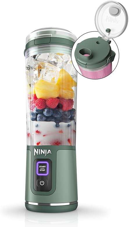 Ninja BC151EM Blast Portable Blender, Cordless, 18oz. Vessel, Personal Blender-for Shakes & Smoothies, BPA Free, Leakproof-Lid & Sip Spout, USB-C Rechargeable, Dishwasher Safe Parts, Forest Green - Image 1