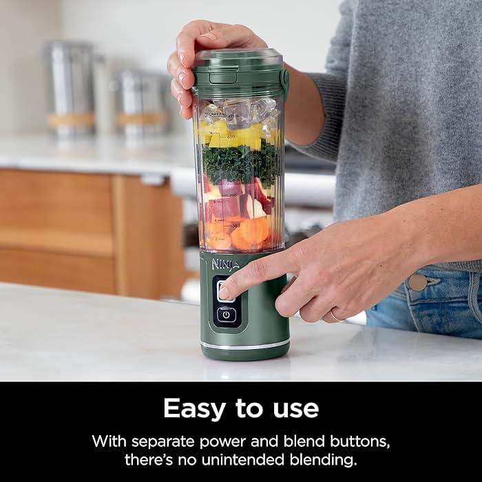 Ninja BC151EM Blast Portable Blender, Cordless, 18oz. Vessel, Personal Blender-for Shakes & Smoothies, BPA Free, Leakproof-Lid & Sip Spout, USB-C Rechargeable, Dishwasher Safe Parts, Forest Green - Image 4