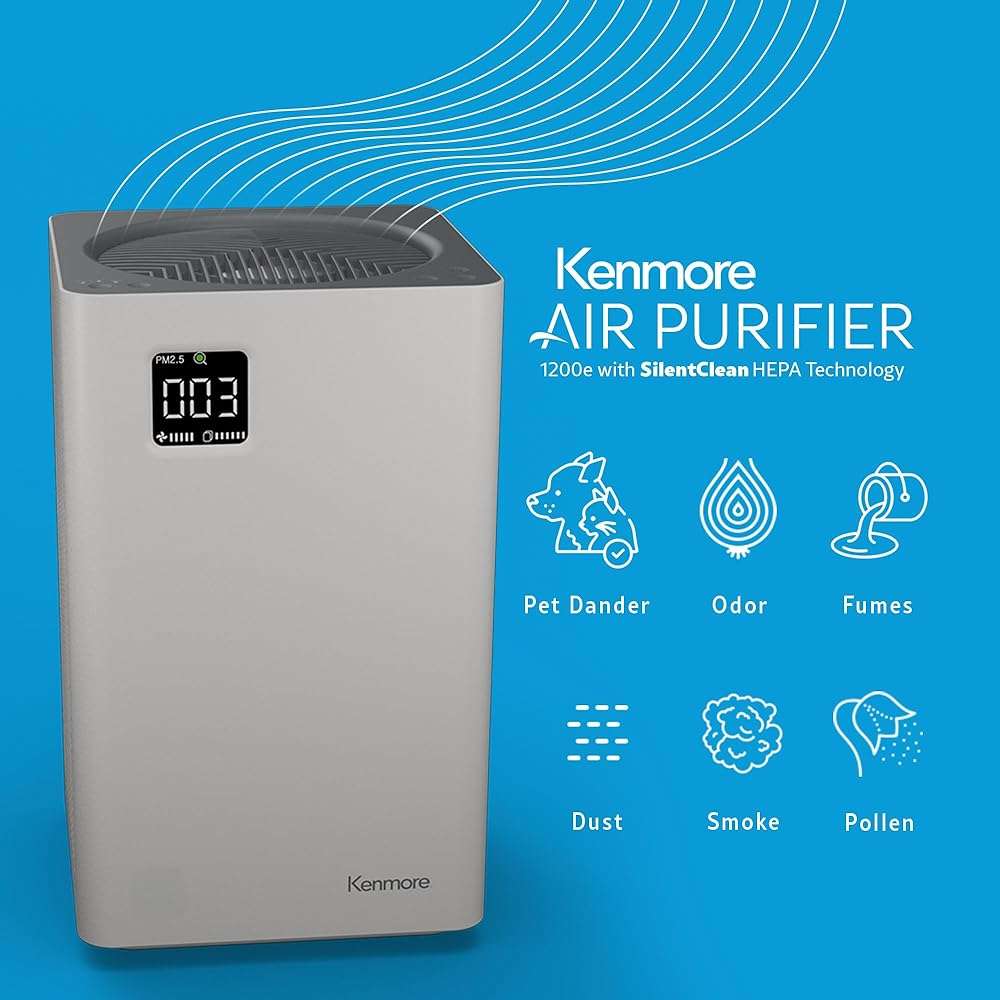 Kenmore PM2010 Air Purifiers with H13 True HEPA Filter, Covers Up to 1200 Sq.Foot, 24db SilentClean 3-Stage HEPA Filtration System, 5 Speeds for Home Large Room, Kitchens & Bedroom, PM2010 - Image 3