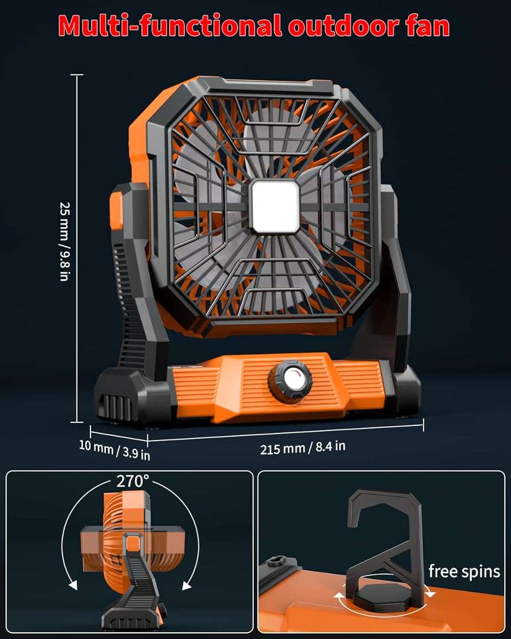 Portable Camping Fan,20000mAh Rechargeable Battery Powered Fan with LED Lantern, USB-C Battery Operated Fans,Ultra Quiet, for Outdoor Indoor Use,Travel, Tent,Beach, Picnic,Barbecue, Fishing,Home - Image 2