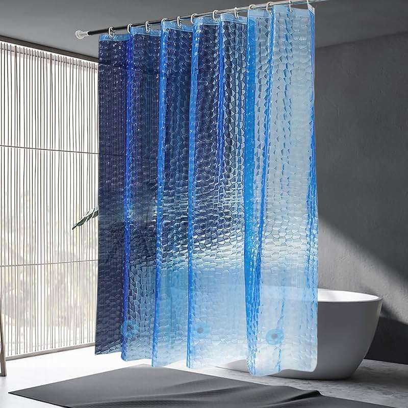 LQFMEHOT EVA Blue Shower Curtain Liner, 3D Water Cube 5G Shower Liner with 12 Rustproof Metal Grommets and Weighted Magnets, Waterproof Duty for Bathroom 72 x 72 - Image 1