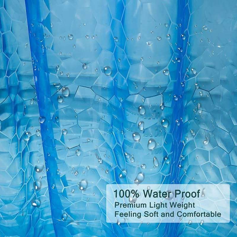 LQFMEHOT EVA Blue Shower Curtain Liner, 3D Water Cube 5G Shower Liner with 12 Rustproof Metal Grommets and Weighted Magnets, Waterproof Duty for Bathroom 72 x 72 - Image 5