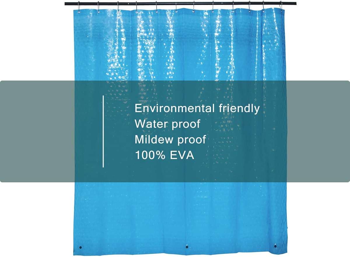 LQFMEHOT EVA Blue Shower Curtain Liner, 3D Water Cube 5G Shower Liner with 12 Rustproof Metal Grommets and Weighted Magnets, Waterproof Duty for Bathroom 72 x 72 - Image 7