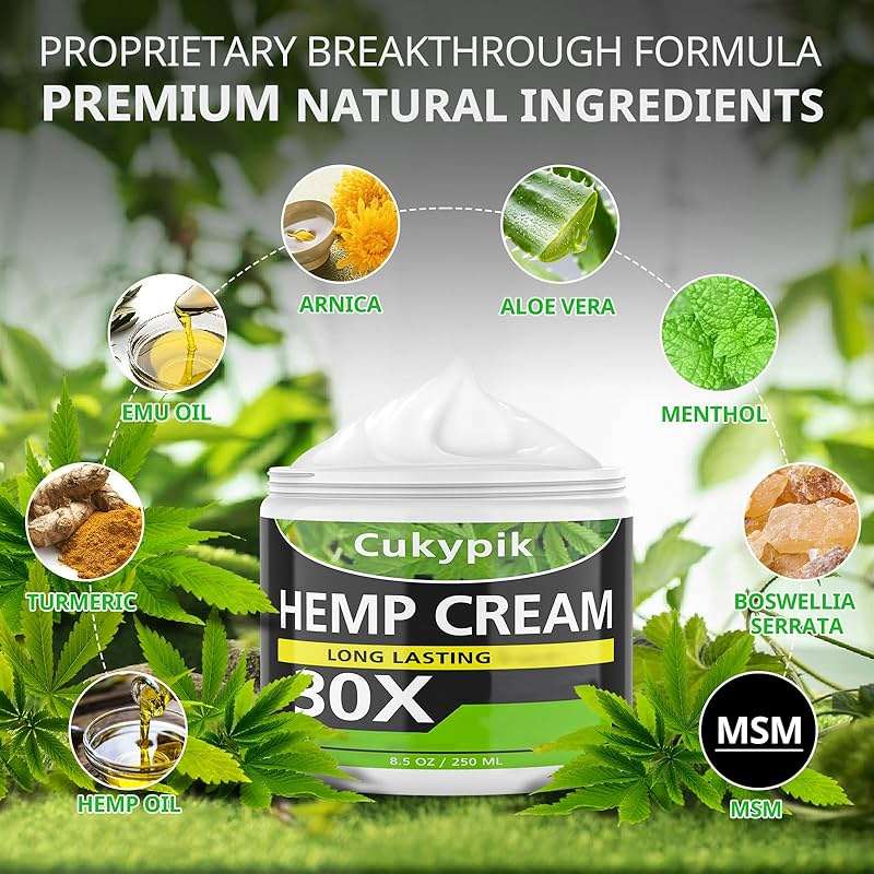 JUYIHEAL Hemp Cream 8.5oz, Natural Soothing Topical Cream, with Arnica,MSM, Turmeric, Menthol, Aloe - Image 6