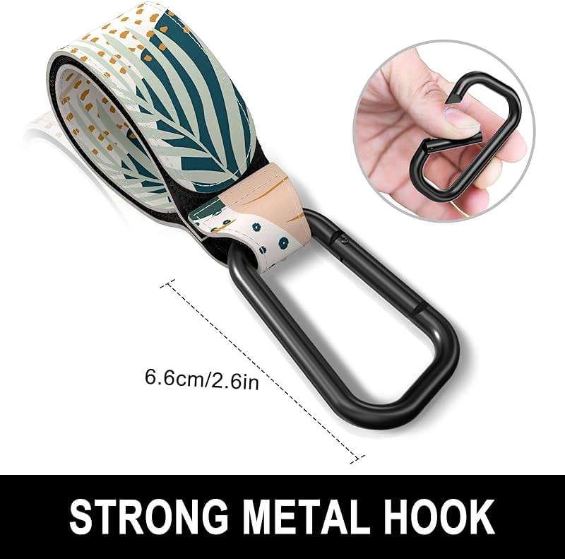 Gukeniu Baby Stroller Hooks for Hanging Bags, Universal Stroller Clips Accessories, Mommy Hook for Diaper Bag, Shopping Cart, Purse, Backpack - 2 Pack, Abstract Leaf - Image 2