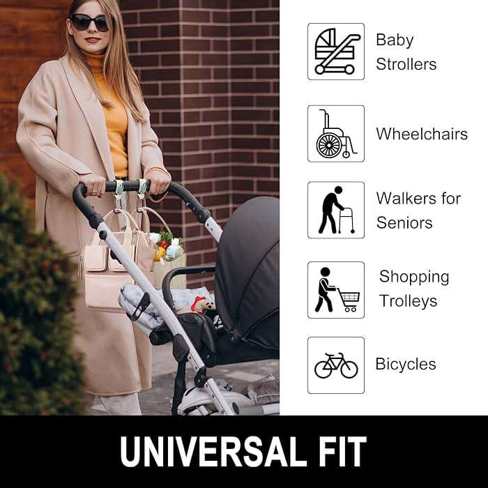 Gukeniu Baby Stroller Hooks for Hanging Bags, Universal Stroller Clips Accessories, Mommy Hook for Diaper Bag, Shopping Cart, Purse, Backpack - 2 Pack, Abstract Leaf - Image 7