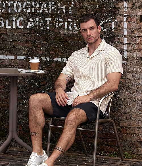 VATPAVE Mens Striped Summer Shirt Casual Button Down Short Sleeve Beach Shirts Cotton Shirts for Men - Image 3