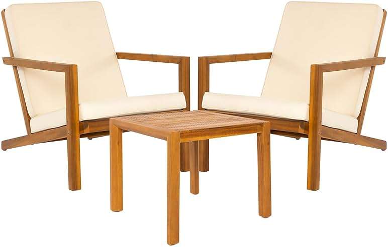 IDZO Natural 3-Piece Patio Bistro Sets with Foldable 400lbs Weight Chairs, a 220lbs Shelf Table, Made from FSC-Certified Acacia Wood, Featuring Washable Cushions and an Ergonomic Design - Image 5