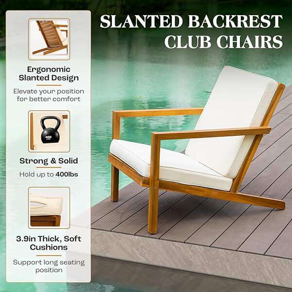 IDZO Natural 3-Piece Patio Bistro Sets with Foldable 400lbs Weight Chairs, a 220lbs Shelf Table, Made from FSC-Certified Acacia Wood, Featuring Washable Cushions and an Ergonomic Design - Image 6