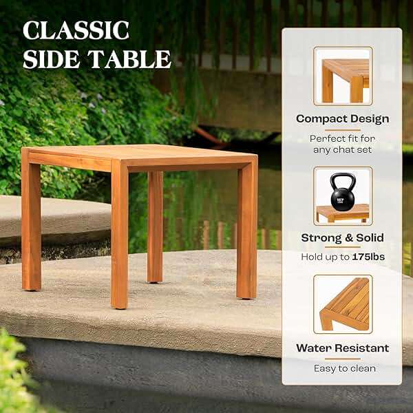 IDZO Natural 3-Piece Patio Bistro Sets with Foldable 400lbs Weight Chairs, a 220lbs Shelf Table, Made from FSC-Certified Acacia Wood, Featuring Washable Cushions and an Ergonomic Design - Image 7