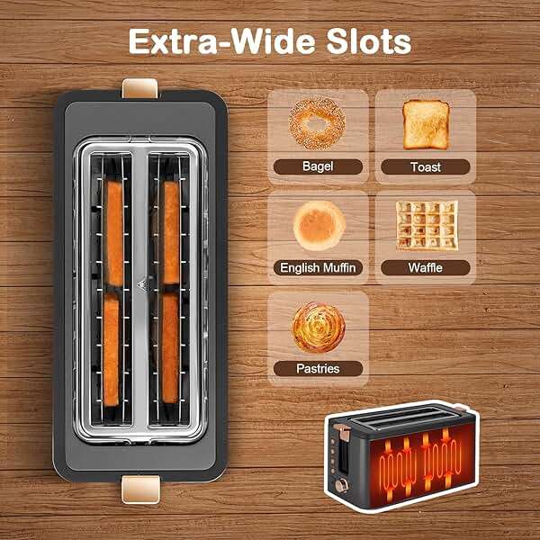 Mecity 4 Slice Toaster, Long Slot Toaster With Warming Rack, Timer, Bagel, Defrost, Reheat Functions, Crumb Tray, 6 Browning Settings, Extra Wide Long Slots, Stainless Steel, 1300W, Grey - Image 5