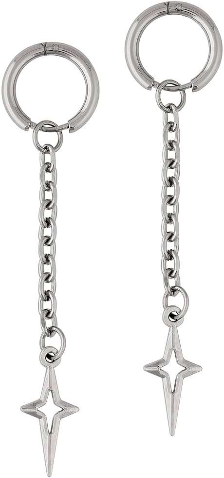 Sacina Gothic Punk Spike Star Hoop Earrings, Goth Emo Grunge Y2k Earrings, Goth Jewelry, Christmas Jewelry Gift For Women - Image 1
