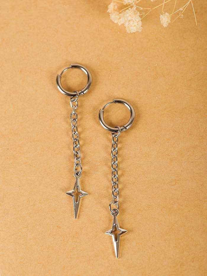 Sacina Gothic Punk Spike Star Hoop Earrings, Goth Emo Grunge Y2k Earrings, Goth Jewelry, Christmas Jewelry Gift For Women - Image 4