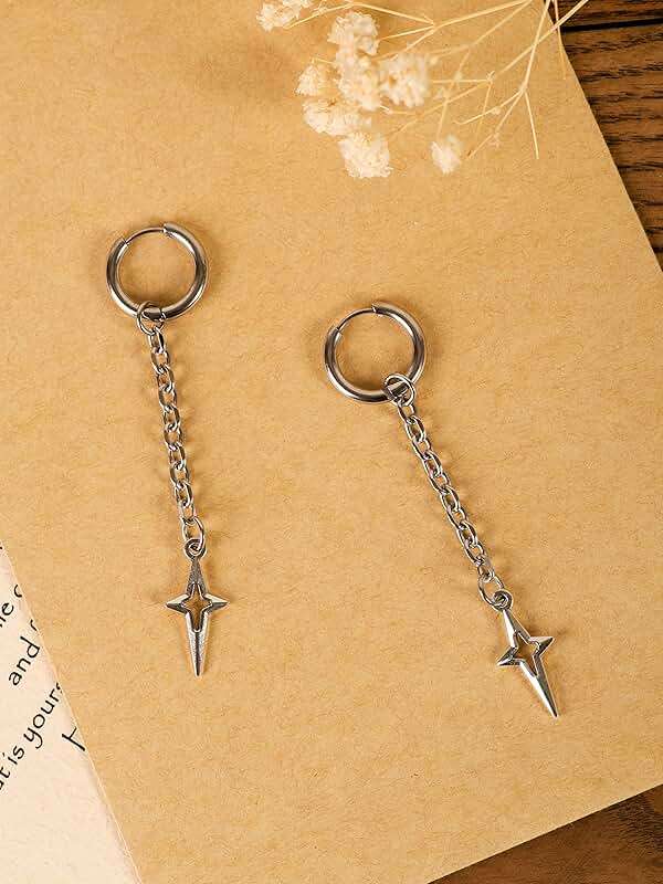 Sacina Gothic Punk Spike Star Hoop Earrings, Goth Emo Grunge Y2k Earrings, Goth Jewelry, Christmas Jewelry Gift For Women - Image 5