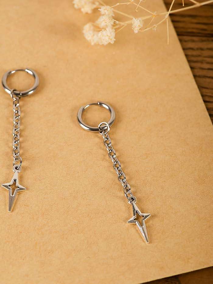 Sacina Gothic Punk Spike Star Hoop Earrings, Goth Emo Grunge Y2k Earrings, Goth Jewelry, Christmas Jewelry Gift For Women - Image 6