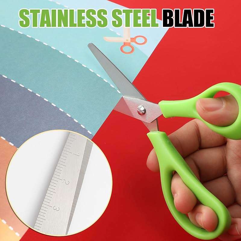 BURVAGY 16Pack 5.5" Safety Small School Kids Student Round Blunt Tip Craft Scissors Bulk, Stainless Steel Blades Comfort Grip Scissors for Kid Children Kindergarten Cutting Paper - Image 4